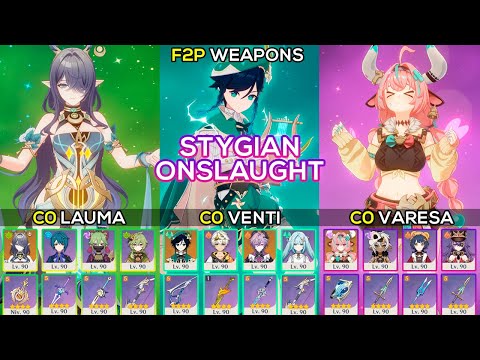 [F2P] 6.2 Stygian Onslaught Fearless | C0 Lauma / C0 Venti / C0 Varesa | Genshin Impact 6.2