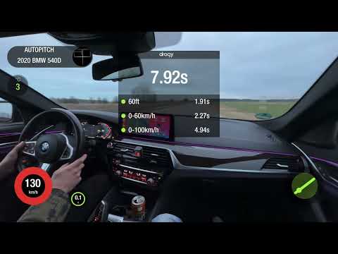 BMW 540D G30 3.0D AT 4WD 2020 STOCK. 0-200 acceleration.
