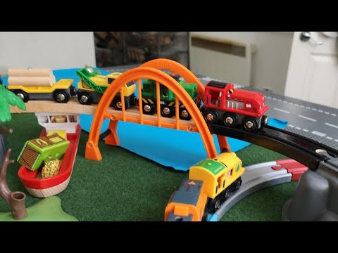 Brio Toy Trains, Lumber Truck , Boat, Truck, Bridge Building,Vehicles Wooden, Railway Train for Kids Video