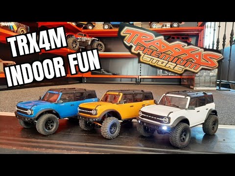 Indoor rc car crawling II Traxxas Premium Store Rotterdam II testing out a stock TRX4M Bronco 1/18