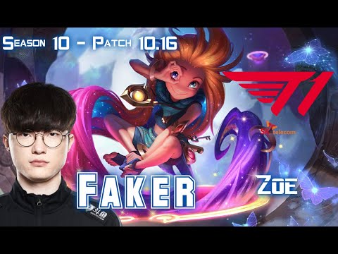 T1 Faker ZOE vs TWISTED FATE Mid - Patch 10.16 KR Ranked