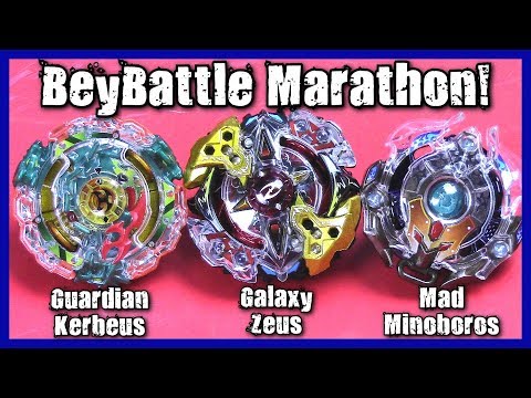 Beyblade Burst BATTLE MARATHON!! Galaxy Zeus | Guardian Kerbeus | Mad Minoboros ベイブレードバースト神