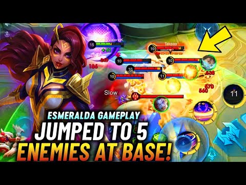 JUMPED AND TURRET DIVED 5 ENEMIES AT THE BASE WITH ESMERALDA! 18 KILLS IN 11 MINUTES! | MLBB