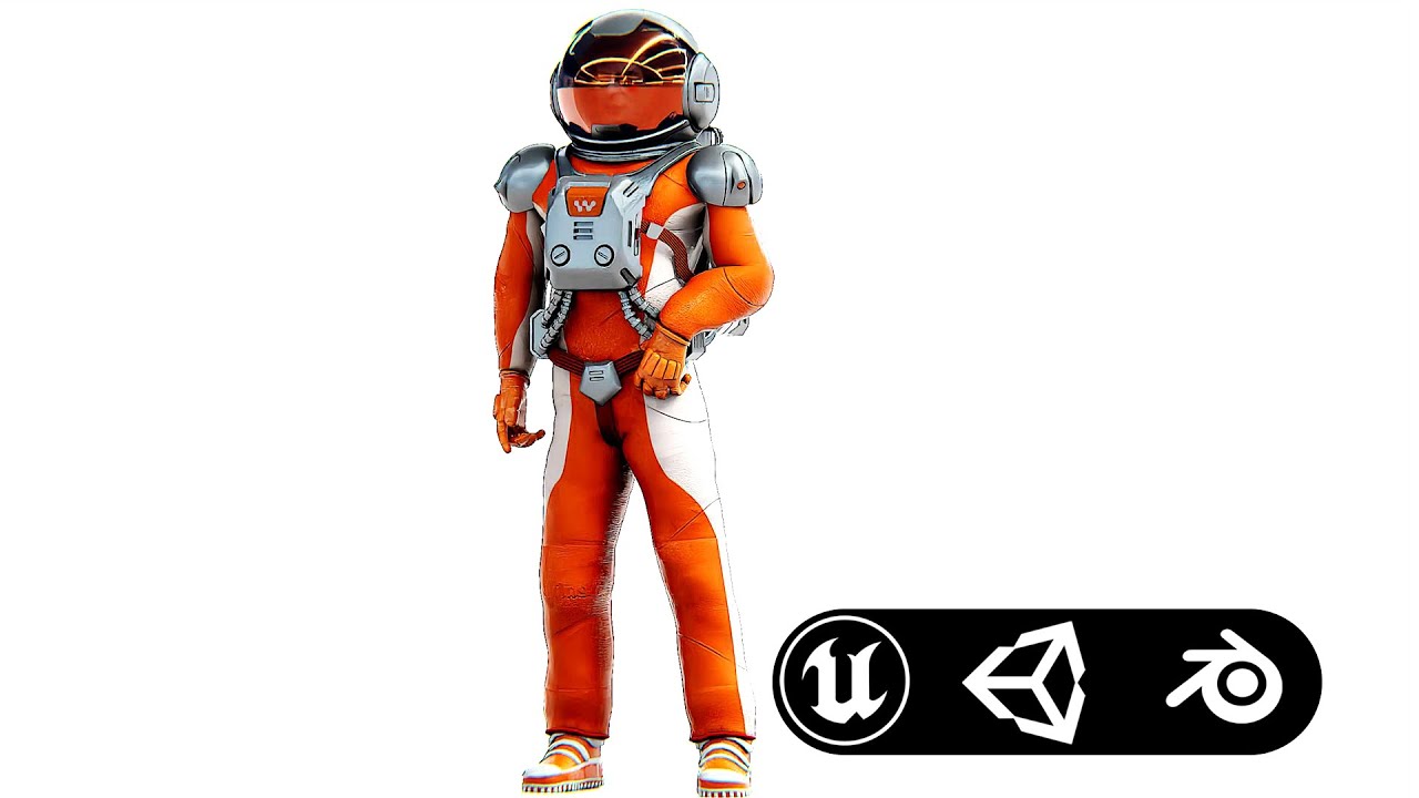 Astronaut V-4 Auto-Rig Pro Rigged For Mixamo Unreal Engine Unity 3D Model