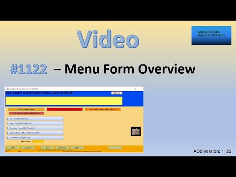 1122 - Menu Form Overview