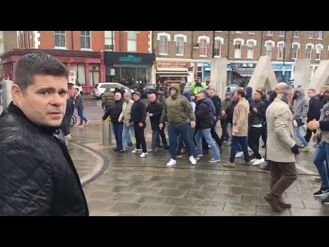 Arsenal vs Tottenham fans fight. Emirates stadium.