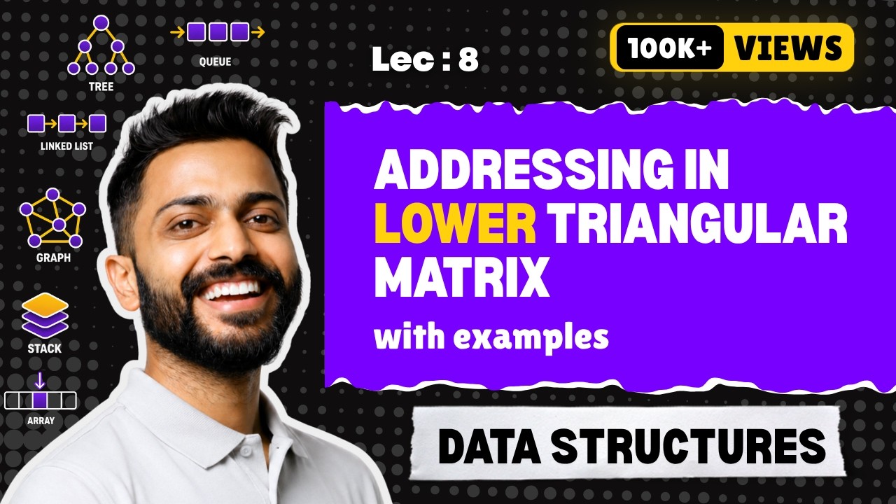 Lec-8: Addressing in Lower Triangular Matrix | Data Structure for beginners
