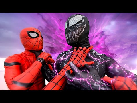 TEAM SPIDER-MAN vs ''PINK VENOM'' SUPERHERO In Real Life (Epic PARKOUR POV Movie)