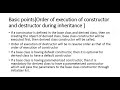 order of execution of constructors and destructors in inheritance