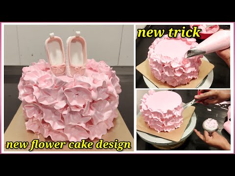 new cake flower design | shoe cake cake | pink flower cake | flower design cake|whipped cream cake