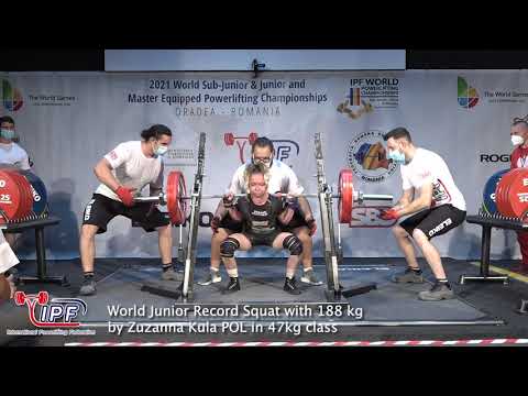 World Junior Record Squat with 188 kg by Zuzanna Kula POL in 47kg class