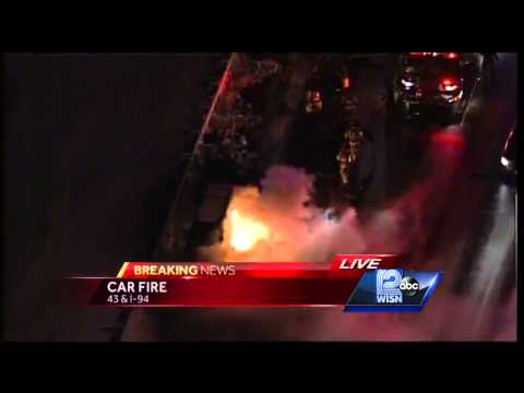 Car fire causes delays on I-43/94 southbound near Oklahoma