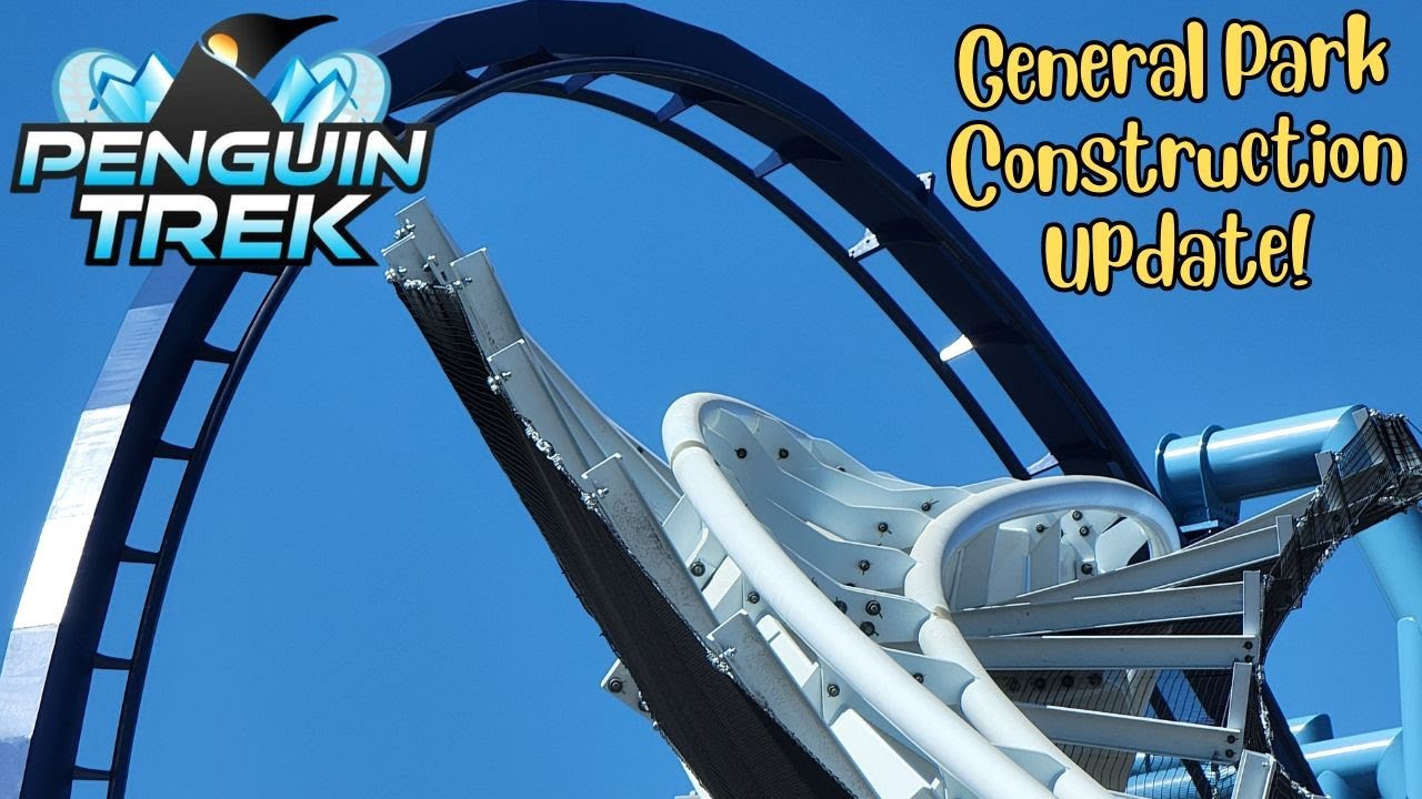 SeaWorld Orlando Penguin Trek Roller Coaster / General Park Construction Update 3.19.24