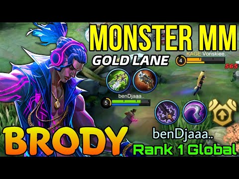 S.T.U.N Brody Monster Gold Lane! - Top 1 Global Brody by benDjaaa.. - Mobile Legends