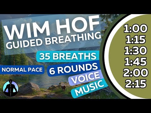 WIM HOF Guided Breathing | 35 Breaths 6 Rounds Normal Pace | Up to 2:15min