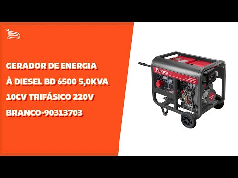 Gerador de Energia à Diesel BD 6500 5,0KVA 10CV Trifásico 220V com Partida Elétrica - Video