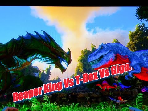 Ark survival evolved reaper king Vs TLC  Rex Vs giga 😦😮😱