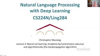 Stanford CS224N NLP with Deep Learning | Winter 2021 | Lecture 3 - Backprop and Neural Networks