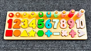 Find the Missing Numbers and Shapes with a Montessori Activity Puzzle  | Preschool Toddler Learning