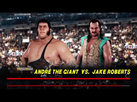 Andre The Giant vs Jake "The Snake" Roberts Wrestlemaina 5.  WWE 2K18.