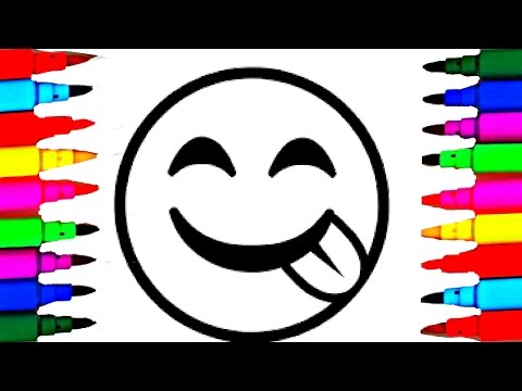 How To Draw and Color Emoticons l Emoticons Faces Coloring Pages Videos For Kids l Learn Colors