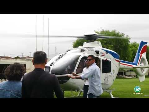 Governador Jerônimo chega de helicóptero em Bonito na Bahia