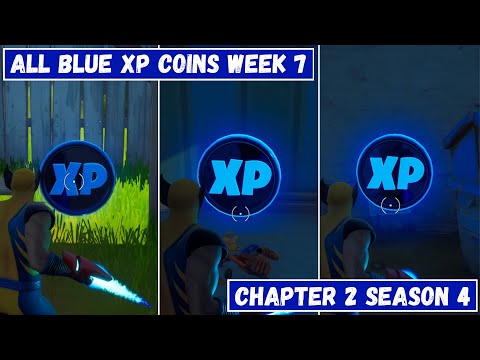 All 3 Blue XP Coins Locations Week 7! - Deja Blue Punch Card Fortnite Chapter 2 Season 4