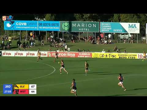 SANFL Snapshot Rd 1 - Glenelg's Jack Kluske kicks a nice snap