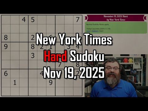 NYT Hard Sudoku Walkthrough | Nov 19, 2025