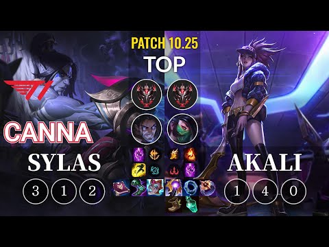 T1 Canna Sylas vs Akali Top - KR Patch 10.25