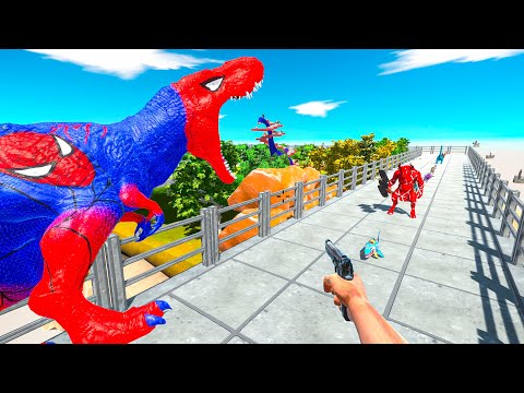 FPS AVATAR & SPIDERMAN T-REX RESCUE DEATH TRAP MISSION - Animal Revolt Battle Simulator