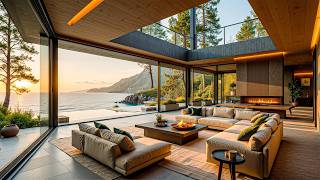 Autumn Jazz And A Luxurious Lounge By The Expansive Lake - Soothing Jazz For Studying, Working