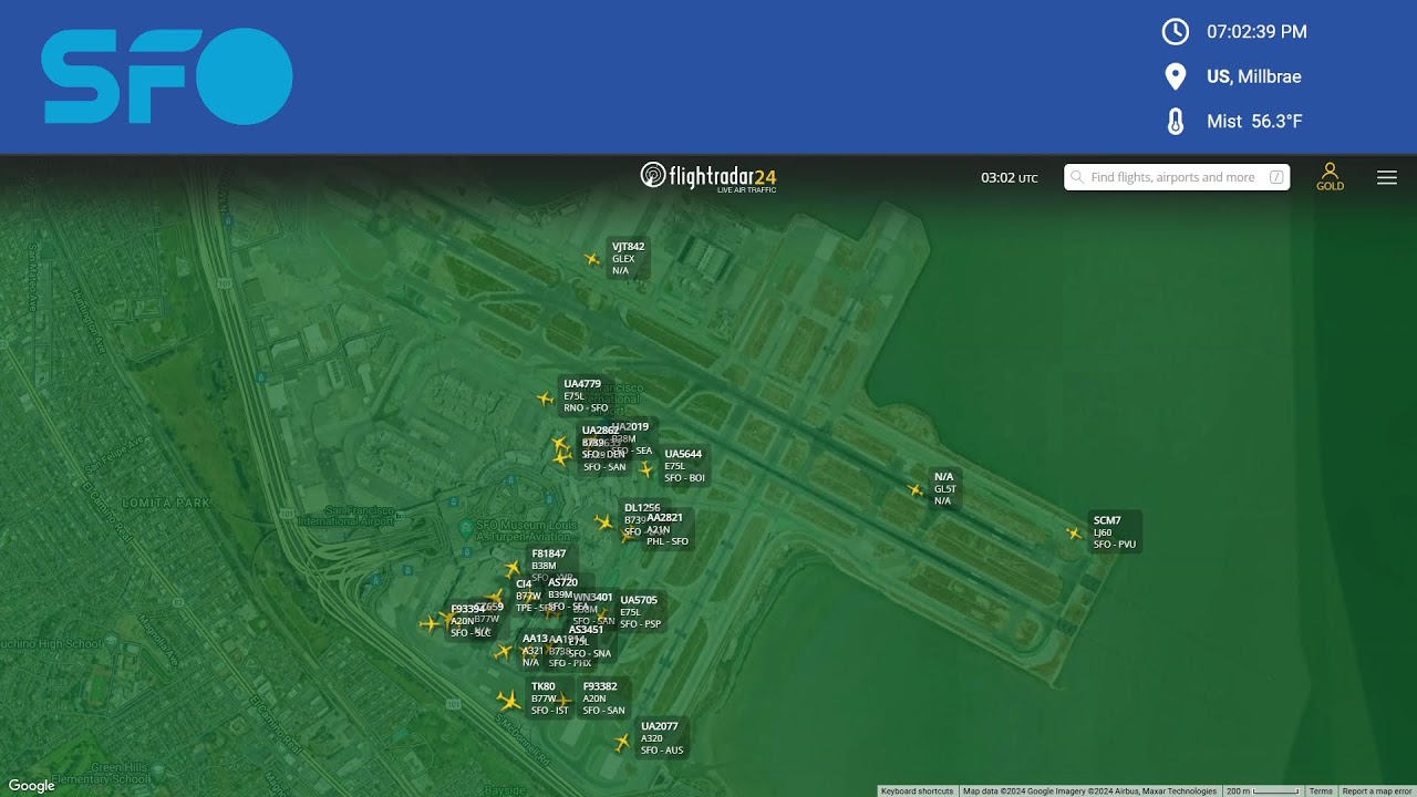KSFO | SAN FRANCISCO INTERNATIONAL AIRPORT | LIVE FLIGHT TRACKING | LIVE TOWER ATC