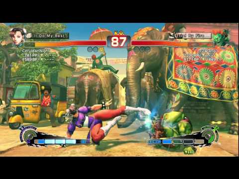 Super Street Fighter IV: AE (PS3) -- Ranked Matches - Chun-Li vs Blanka - Straight Win