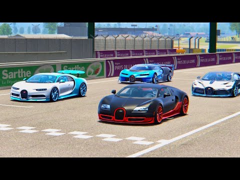 Bugatti Supercars Battle at Le Mans 24 Hours Circuit