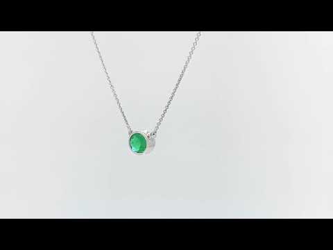 Bezel Setting Solitaire Emerald Necklace With Round Cut Natural Emerald