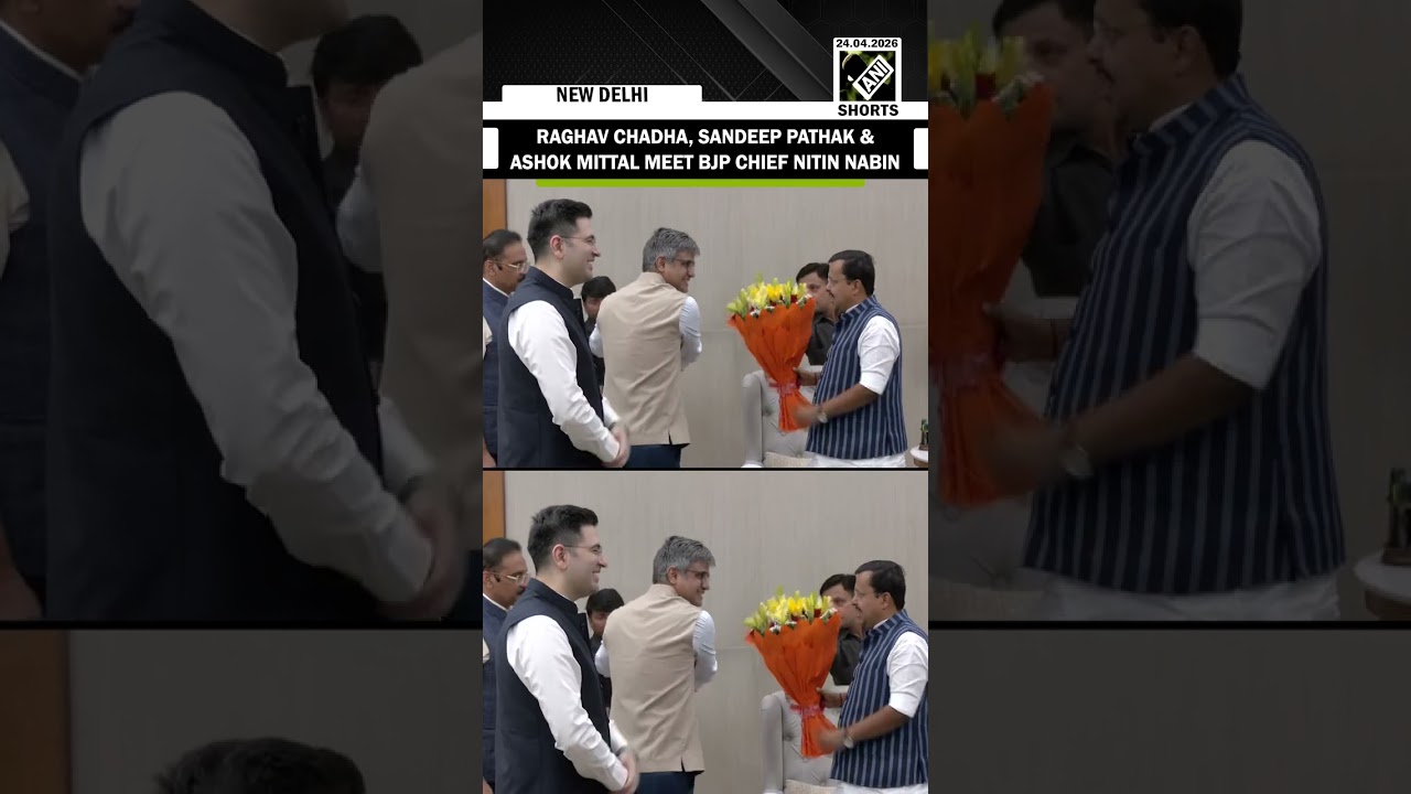 Rajya Sabha MPs Raghav Chadha, Sandeep Pathak and Ashok Mittal meet BJP Chief Nitin Nabin