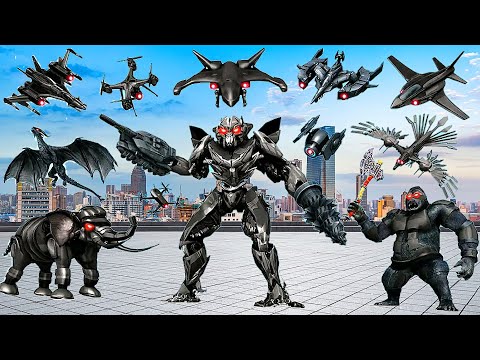 Elephant Vs Lion Robot Transform War: Multi Animal Robot Car Game 2023 #3 - Android iOS Gameplay