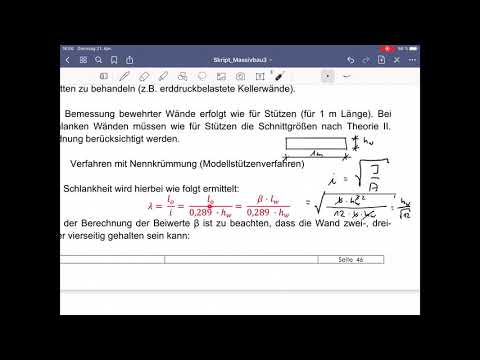 Massivbau 3, Vorlesung 9, Bemessung Wand