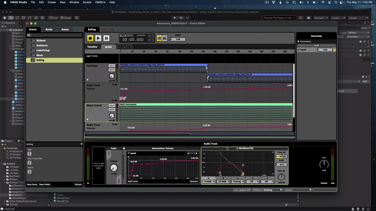 FMOD interactive audio for a sci-fi horror project, sound by DUSKOsound