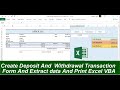 Create Deposit And withdrawal Transaction form Multipage Excel VBA