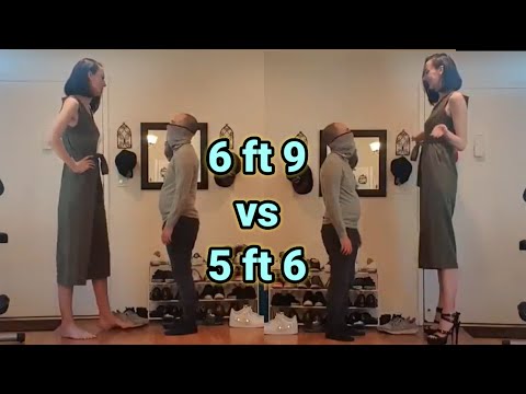 6 ft 9 in tall girl vs 5 ft 6 in tall guy | tall woman short man | tall girl height comparison