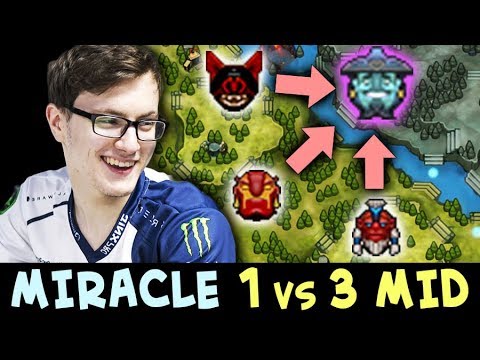 MIRACLE 1 vs 3 man gank — DESTROYING mid on Storm Spirit