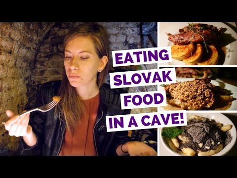 Slovak Food Taste Test 🇸🇰 Eating in a Cave Restaurant Modrá Hviezda in Bratislava, Slovakia 🏰🍽️🍮