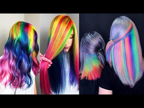 Best Hair Color Transformation. Rainbow Hair...