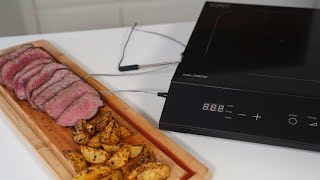 Temperaturgenaues braten und kochen mit dem CASO TC 2400 mobilen Einzelinduktionskochfeld