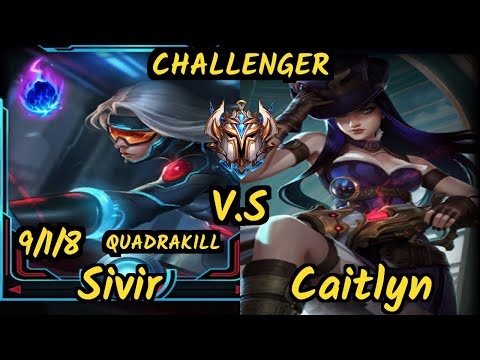 SPY Kobbe (SIVIR) vs CAITLYN - QUADRAKILL 9/1/8 KDA BOTTOM ADC CHALLENGER GAMEPLAY - EUW