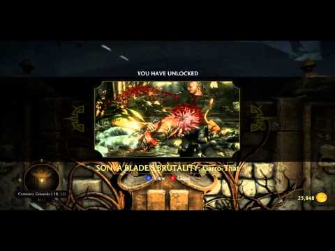 MKX KRYPT UNLOCK : Sonya Blade's Brutality "Garro-That" (-18,11)