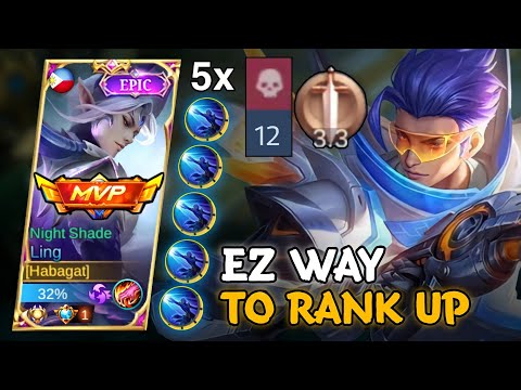 EZ WAY TO RANK UP FAST! Ling Jungle Emblem + One Shot Build = MYTHIC GLORY! 😎 - LING MLBB