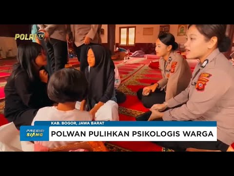 POLWAN POLRES BOGOR BERI TRAUMA HEALING KEPADA KORBAN BENCANA ALAM DI CISARUA